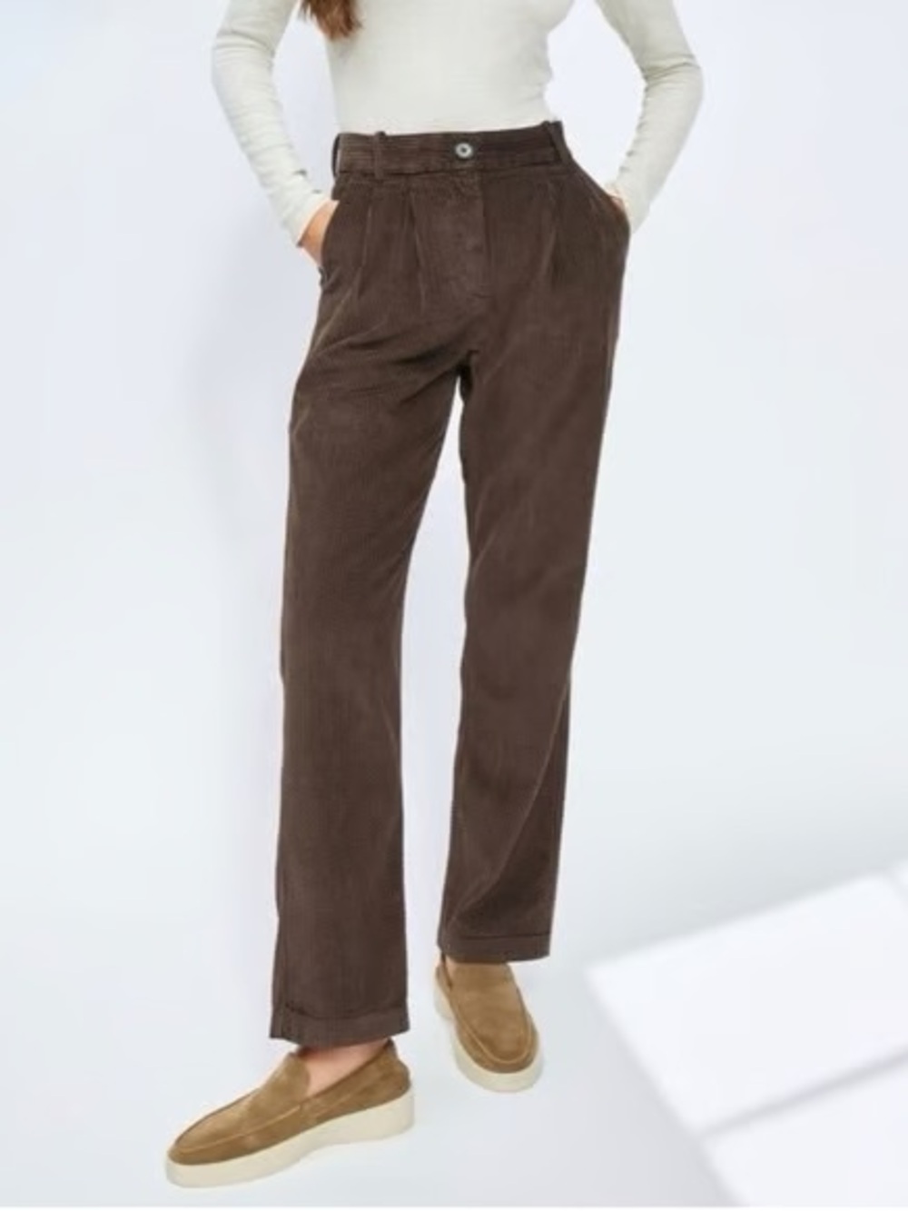 Aritzia Babaton Wide-Leg Corduroy Pants in Brown